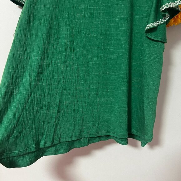 Max Studio Womens Plus Flutter Sleeve Woven Blouse Top Sz 2X in Green - Picture 4 of 9